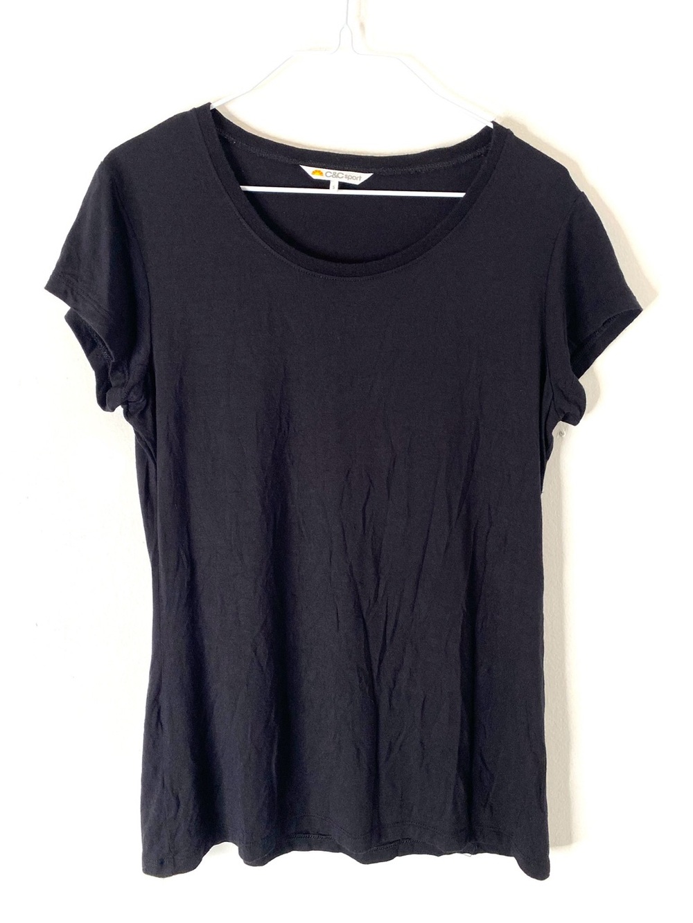 C&C California Sport Black Modal Scoop Neck Short Sleeve Tee